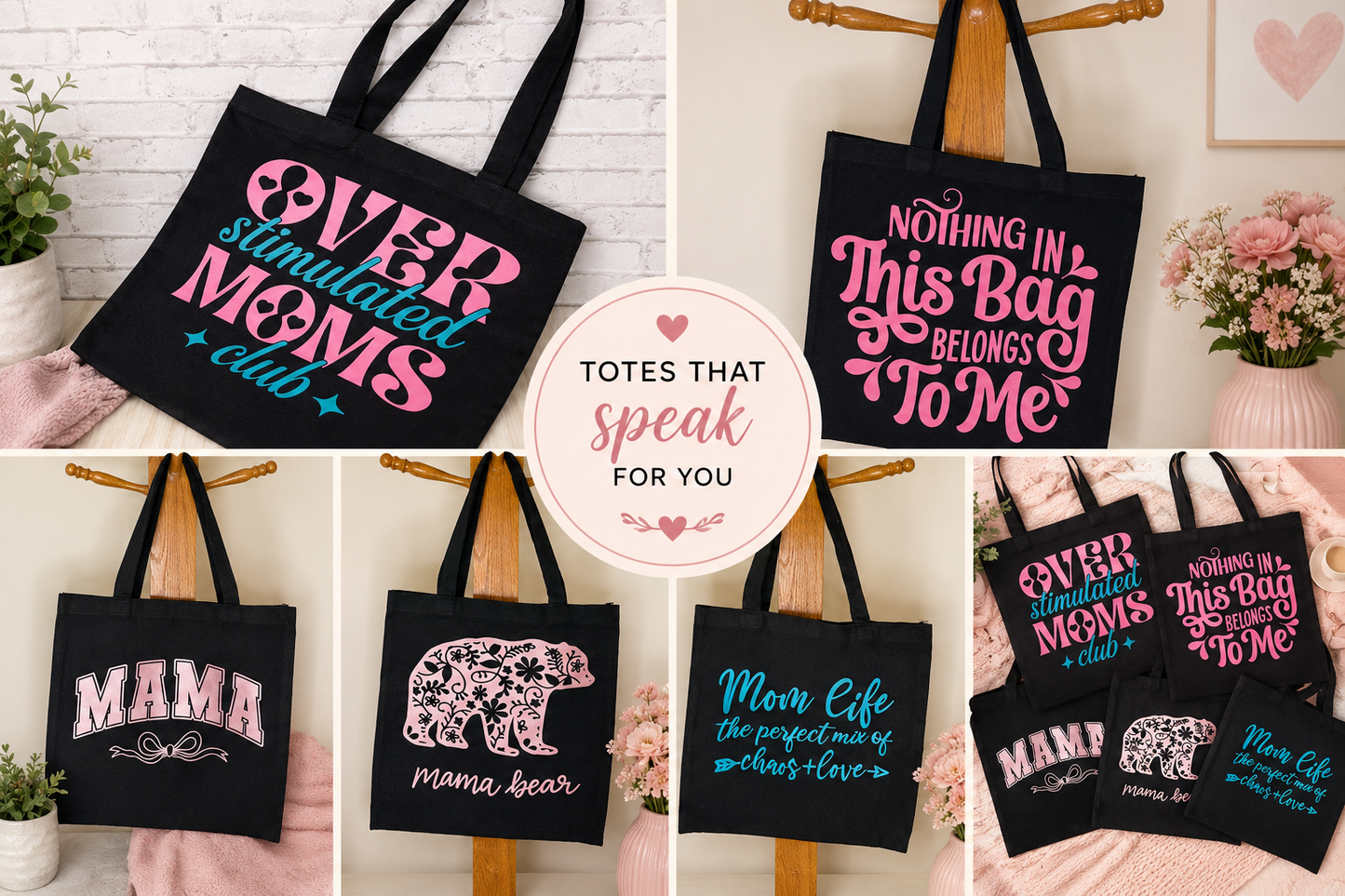 Mom Life Tote Bags