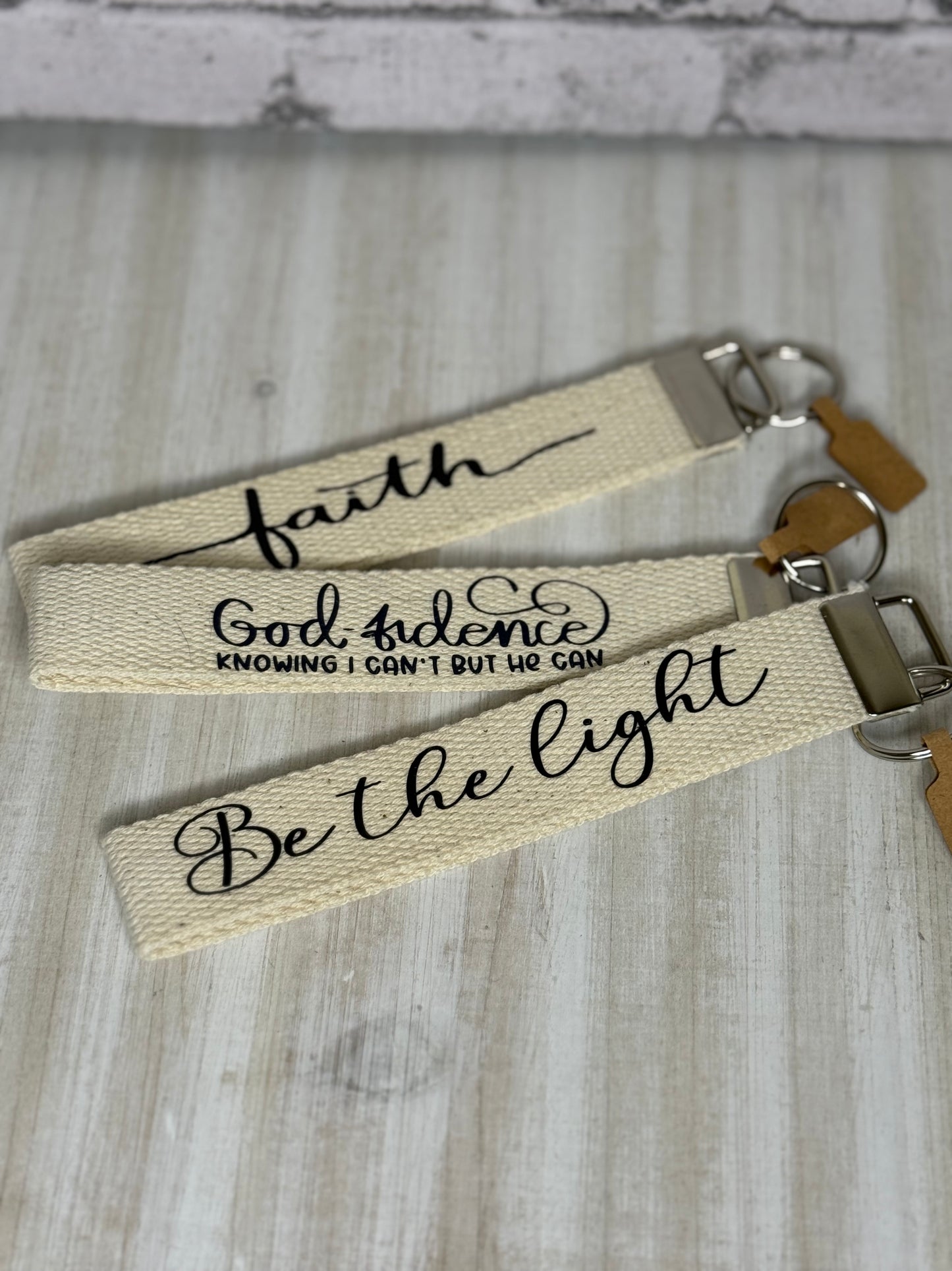 Faith-Inspired Canvas Wristlet Keychain | Christian Key Fob