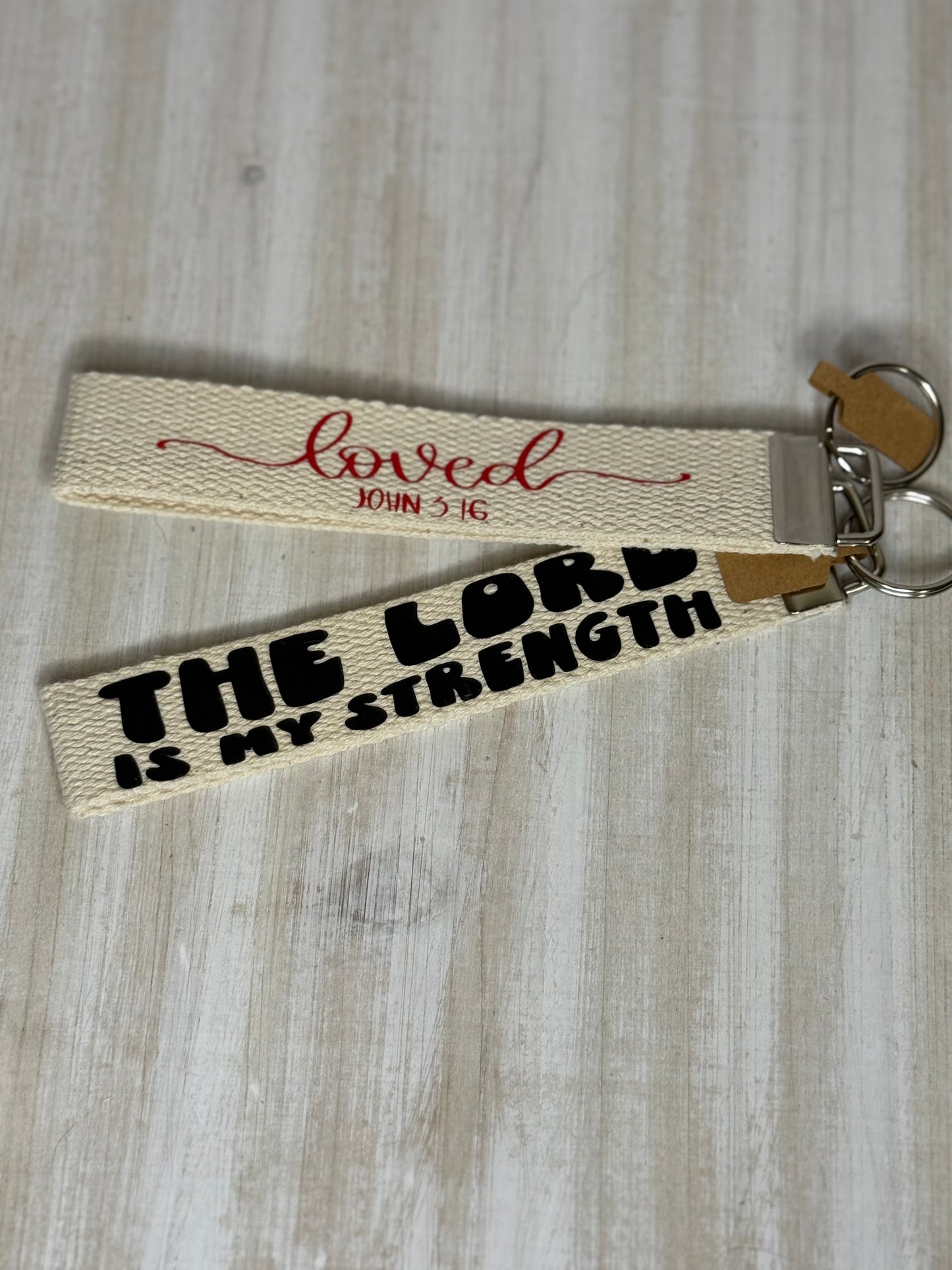 Faith-Inspired Canvas Wristlet Keychain | Christian Key Fob