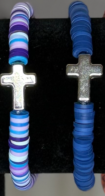 Handmade Cross Clay Bead Bracelet | Faith-Inspired Stretch Bracelet